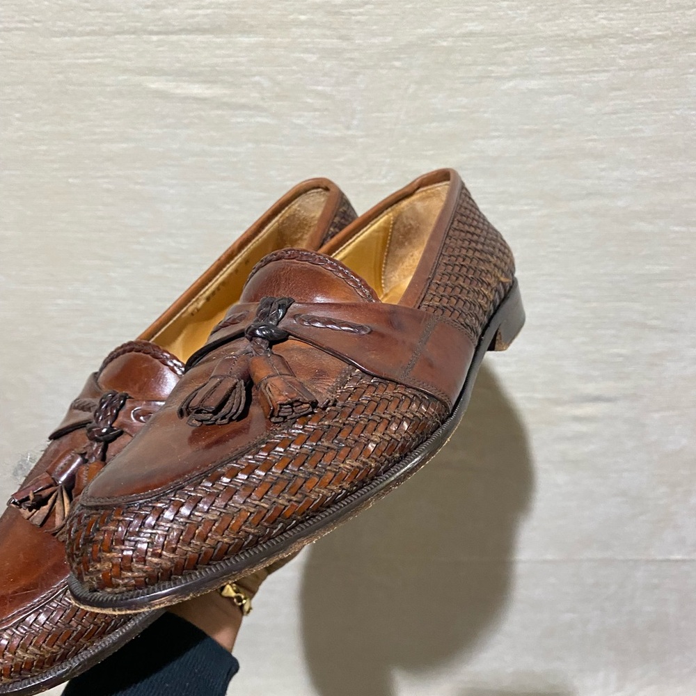 Johnston & Murphy Woven Leather Tassel Loafers - Picture 3 of 8